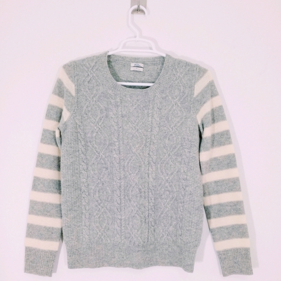 Wallace Madewell Wool Cable Knit Stripes‎ Pullover Sweater - Picture 1 of 6